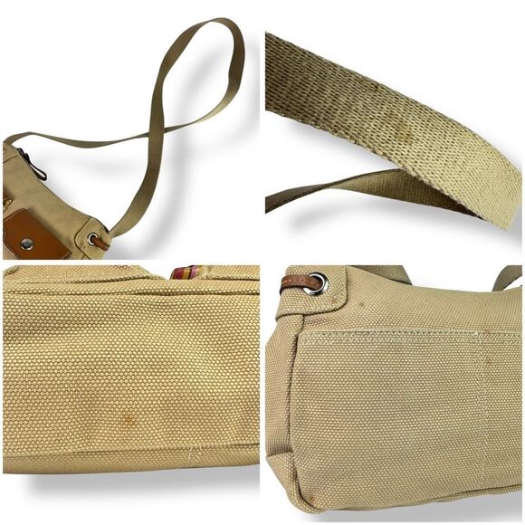 Fossil 1954 Vintage Y2K 90s Canvas Leather Crossbody Bag Front Flap Pockets - Picture 11 of 12